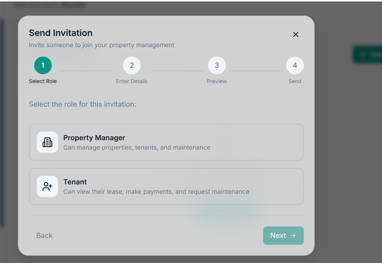 Habiwa role-based invitation flow for property managers and tenants